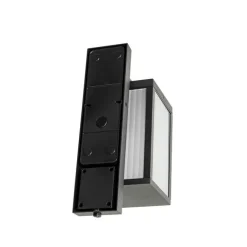 QAZQA Außenwandlaterne schwarz mit geripptem Glas und Hell-Dunkel-Sensor - Charlois