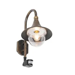 QAZQA Außenwandleuchte antikgold IP44 inkl. Bewegungsmelder - Daphne