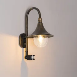 QAZQA Außenwandleuchte antikgold IP44 inkl. Bewegungsmelder - Daphne