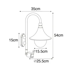 QAZQA Außenwandleuchte antikgold IP44 inkl. Bewegungsmelder - Daphne