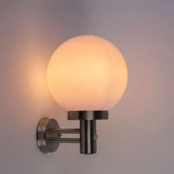 QAZQA Außenwandleuchte aus Edelstahl IP44 mit Bewegungsmelder - Sfera