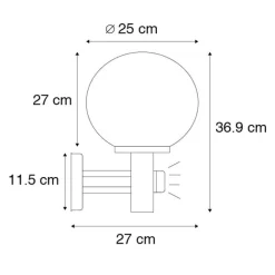 QAZQA Außenwandleuchte aus Edelstahl IP44 mit Bewegungsmelder - Sfera