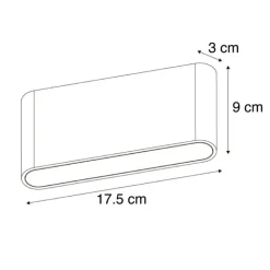 QAZQA Außenwandleuchte dunkelgrau 17,5 cm inkl. LED IP65 - Batt