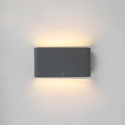 QAZQA Außenwandleuchte dunkelgrau 17,5 cm inkl. LED IP65 - Batt