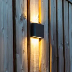 QAZQA Außenwandleuchte dunkelgrau 17,5 cm inkl. LED IP65 - Batt