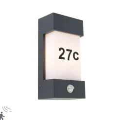 QAZQA Außenwandleuchte dunkelgrau IP54 Bewegungssensor - Tide