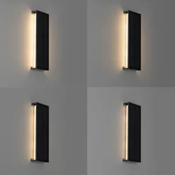 QAZQA Außenwandleuchte schwarz 30 cm inkl. LED 4-stufig dimmbar mit Solar - Serena