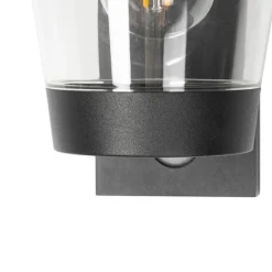 QAZQA Außenwandleuchte schwarz IP44 mit Bewegungssensor - Joren