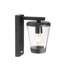 QAZQA Außenwandleuchte schwarz IP44 mit Bewegungssensor - Joren