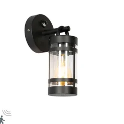 QAZQA Außenwandleuchte schwarz IP44 mit Bewegungssensor - Ruben