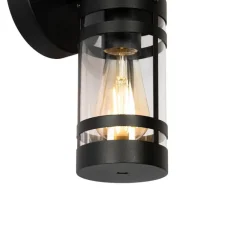 QAZQA Außenwandleuchte schwarz IP44 mit Bewegungssensor - Ruben