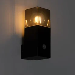 QAZQA Außenwandleuchte schwarz IP44 mit Bewegungsmelder - Dänemark