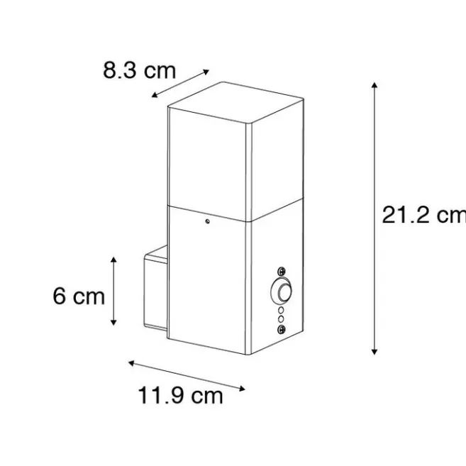 QAZQA Außenwandleuchte schwarz IP44 mit Bewegungsmelder - Dänemark