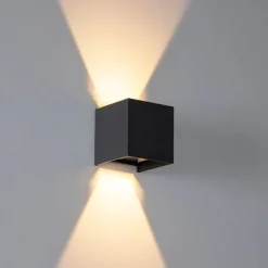 QAZQA Außenwandleuchte schwarz inkl. LED 2-flammig IP54 - Edwin