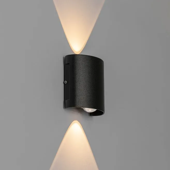 QAZQA Außenwandleuchte schwarz inkl. LED 2-flammig IP54 - Silly