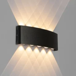 QAZQA Außenwandleuchte schwarz inkl. LED 10-flammig IP54 - Silly