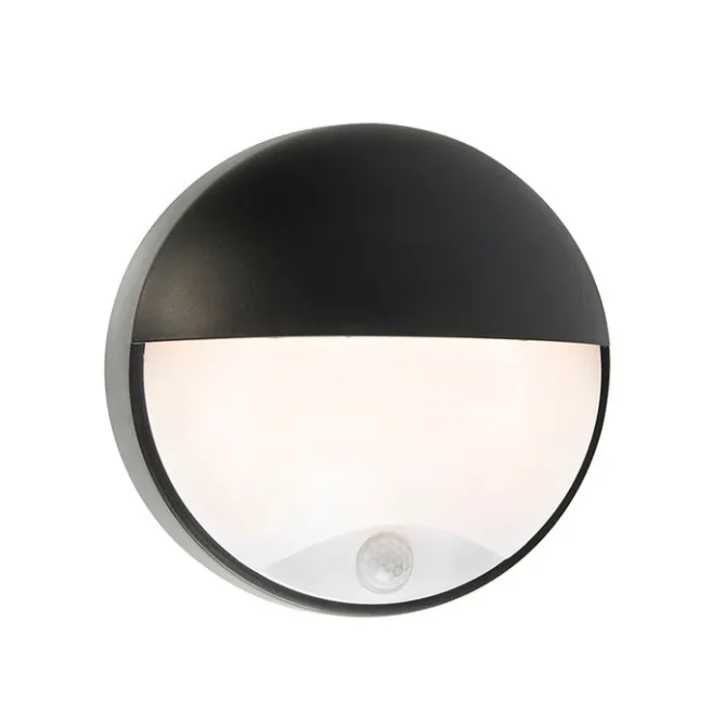 QAZQA Außenwandleuchte schwarz inkl. LED mit Bewegungsmelder IP54 - Hortus