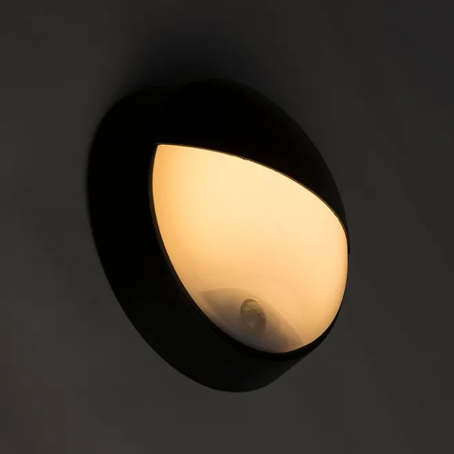 QAZQA Außenwandleuchte schwarz inkl. LED mit Bewegungsmelder IP54 - Hortus