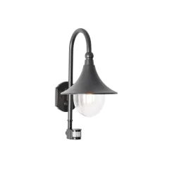 QAZQA Außenwandleuchte schwarz IP44 inkl. Bewegungsmelder - Daphne