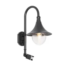 QAZQA Außenwandleuchte schwarz IP44 inkl. Bewegungsmelder - Daphne