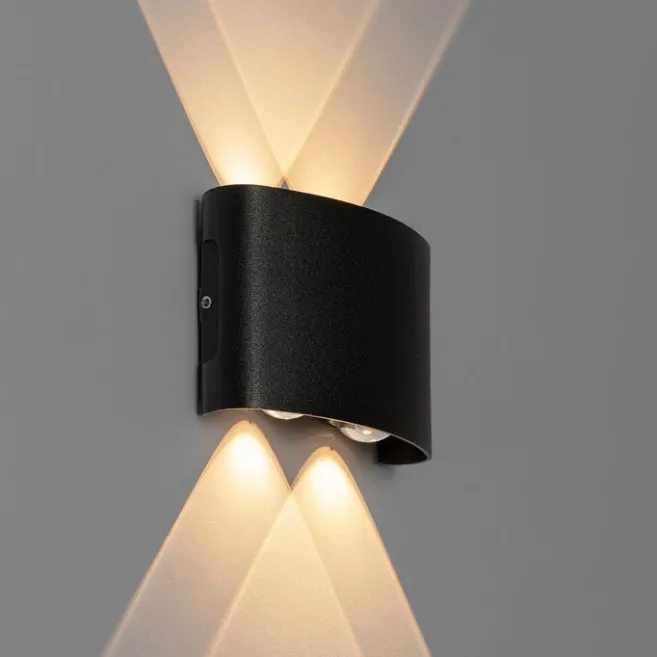 QAZQA Außenwandleuchte schwarz inkl. LED 4-flammig IP54 - Silly