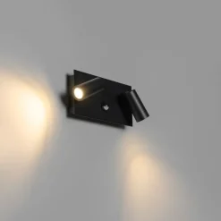 QAZQA Außenwandleuchte schwarz inkl. LED 2-Licht Bewegungsmelder - Simon