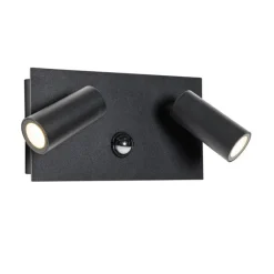 QAZQA Außenwandleuchte schwarz inkl. LED 2-Licht Bewegungsmelder - Simon