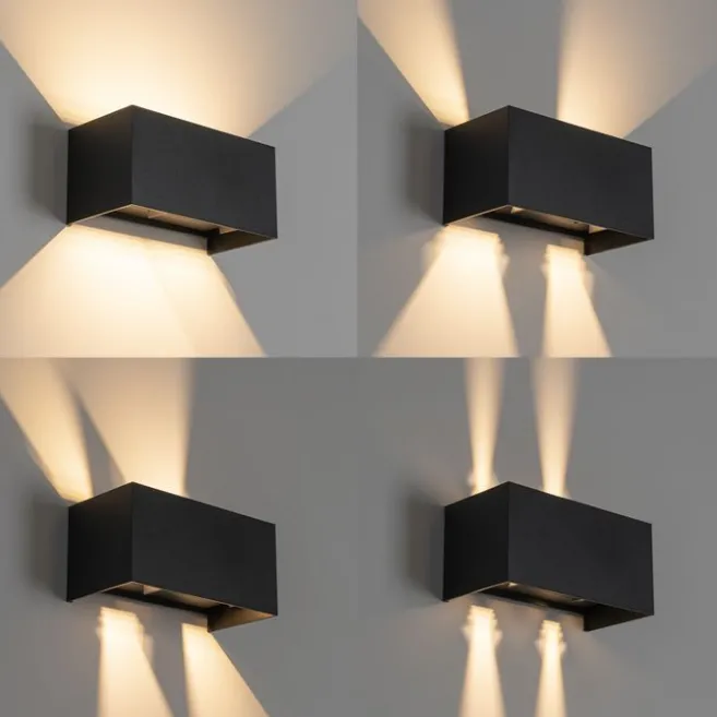 QAZQA Außenwandleuchte Schwarz inkl. LED 4-flammig IP54 - Edwin