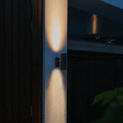 QAZQA Außenwandleuchte schwarz IP44 2-flammig - Duo