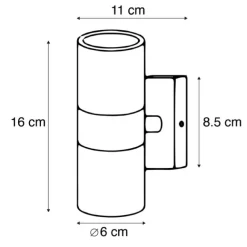 QAZQA Außenwandleuchte schwarz IP44 2-flammig - Duo