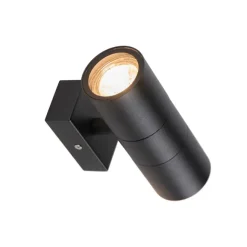 QAZQA Außenwandleuchte schwarz IP44 2-flammig - Duo