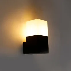 QAZQA Außenwandleuchte schwarz mit opalweißem Schirm IP44 - Dänemark