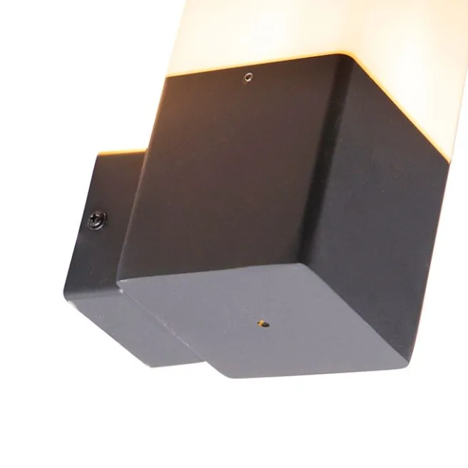 QAZQA Außenwandleuchte schwarz mit opalweißem Schirm IP44 - Dänemark