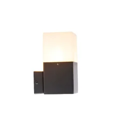 QAZQA Außenwandleuchte schwarz mit opalweißem Schirm IP44 - Dänemark