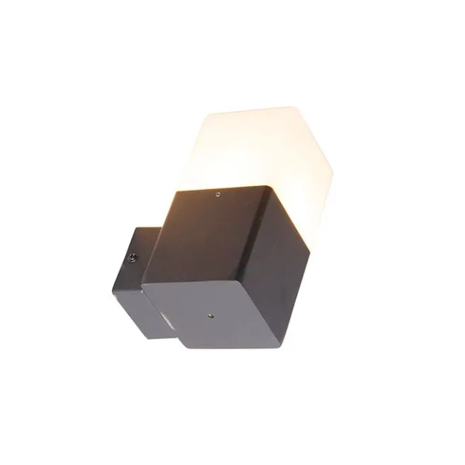 QAZQA Außenwandleuchte schwarz mit opalweißem Schirm IP44 - Dänemark