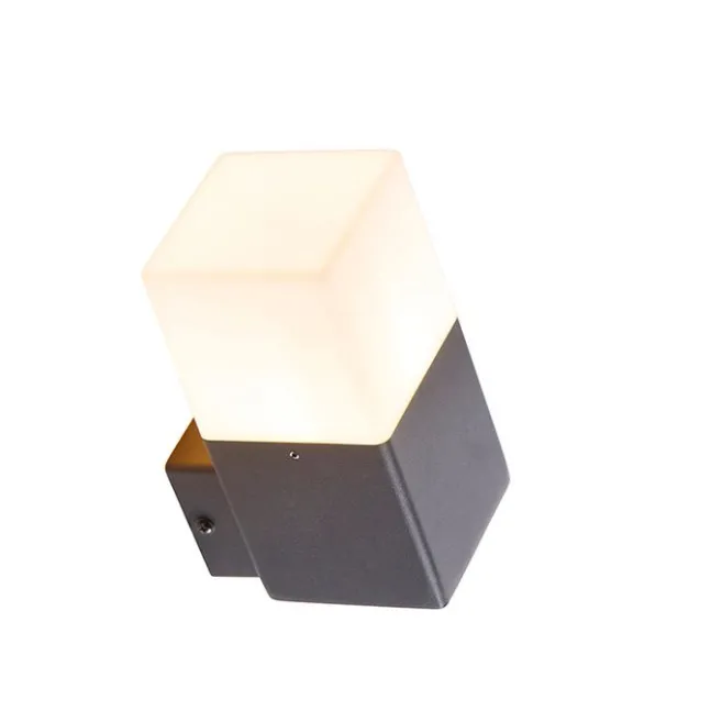 QAZQA Außenwandleuchte schwarz mit opalweißem Schirm IP44 - Dänemark