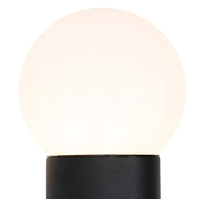 QAZQA Außenwandleuchte schwarz mit Opalglas mit Bewegungsmelder - Huma