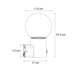 QAZQA Außenwandleuchte schwarz mit Opalglas mit Bewegungsmelder - Huma