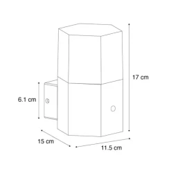 QAZQA Außenwandleuchte schwarz mit Rauchglas Hexagon und Dämmerungssensor - Denmark