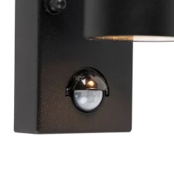 QAZQA Außenwandleuchte schwarz mit Bewegungsmelder IP44 - Solo