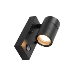 QAZQA Außenwandleuchte schwarz mit Bewegungsmelder IP44 - Solo