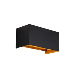 QAZQA Außenwandleuchte schwarz mit Gold inkl. LED 4-flammig IP54 - Edwin