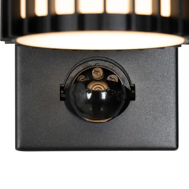 QAZQA Außenwandleuchte schwarz mit Bewegungssensor 2-Licht - Boris