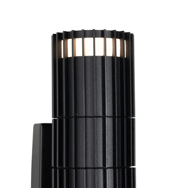 QAZQA Außenwandleuchte schwarz mit Bewegungssensor 2-Licht - Boris