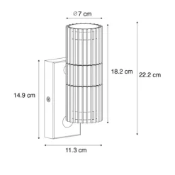 QAZQA Außenwandleuchte schwarz mit Bewegungssensor 2-Licht - Boris