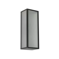 QAZQA Außenwandleuchte schwarz mit geripptem Glas 2-flammig IP44 - Charlois