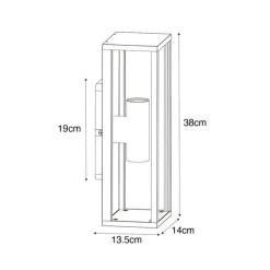 QAZQA Außenwandleuchte schwarz mit geripptem Glas 2-flammig IP44 - Charlois