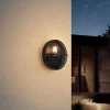 QAZQA Außenwandleuchte schwarz rund IP65 - Target