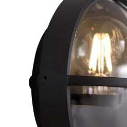 QAZQA Außenwandleuchte schwarz rund IP65 - Target