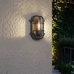 QAZQA Außenwandleuchte Silber Oval IP44 - Noutica